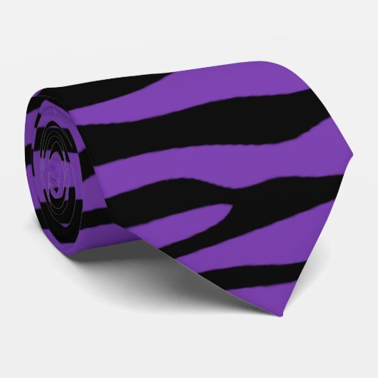 Druif Paarse Zebra Strepen Animal Print Stropdas (Opgerold)