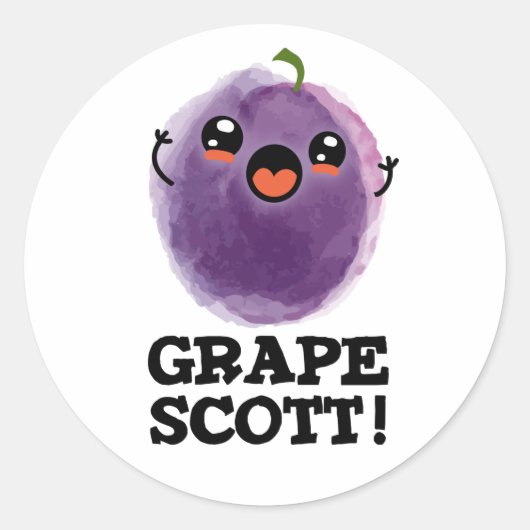 Druif Scott Grappig Fruit Grape Pun Ronde Sticker (Voorkant)