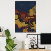 Druilerige aardetone vloeibare abstracte werveling poster (Thuiskantoor)