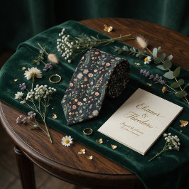 Druilerige Donkere Botanische Wilde Bloemenwei Blo Stropdas