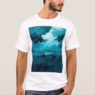 Druilerige oceaan golven onder stormachtige hemel t-shirt