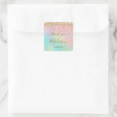 Druipend Goud Glitters & Regenboog Bruidsdiner  Vierkante Sticker (Tas)