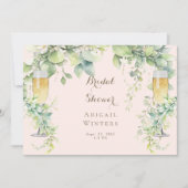 Druipende botanische champagne blush bruiloft fees kaart (Voorkant)