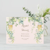 Druipende botanische champagne blush bruiloft fees kaart (Staand voorkant)