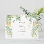 Druipende botanische champagne witte bruidsdouche kaart (Staand voorkant)