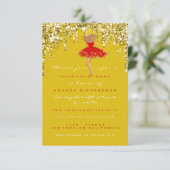 Druipende gele gouden glitter bruidsjurk voor Swee Kaart (Staand voorkant)