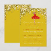 Druipende gele gouden glitter bruidsjurk voor Swee Kaart (Voorkant / Achterkant)