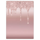 Druipende Glitter Roze Gouden Gepersonaliseerd Klembord (Achterkant)