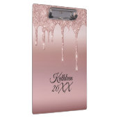 Druipende Glitter Roze Gouden Gepersonaliseerd Klembord (Rechts)