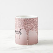 Druipende Glitter Roze Gouden Gepersonaliseerd Koffiemok (Center)