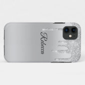 Druipende Glitter Zilver Persoonlijk Case-Mate iPhone Case (Achterkant (horizontaal))