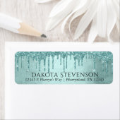 druipende muntglitter | Aqua Blauwgroen Sparkle-ad Etiket (Insitu)