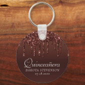Druipende perzikglitter | Terra Cotta Koraal Showe Sleutelhanger (Voorkant)