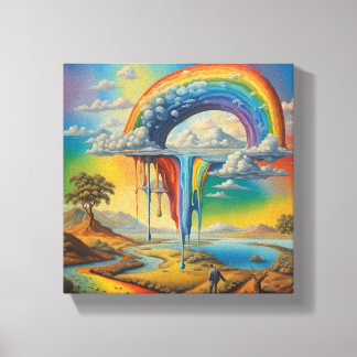 druipende regenboog canvas afdruk