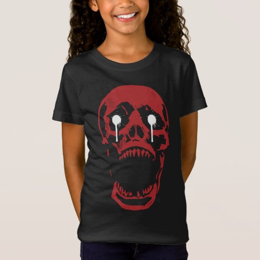 Druipende Rode Schedel: Gotische Rand T-shirt (Voorkant)