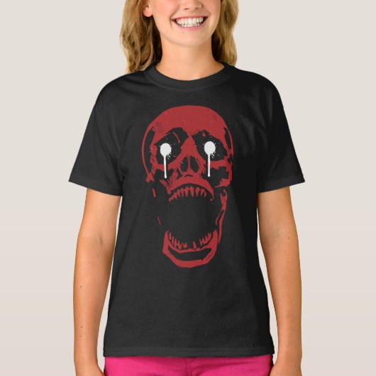 Druipende Rode Schedel: Gotische Rand T-shirt (Voorkant)