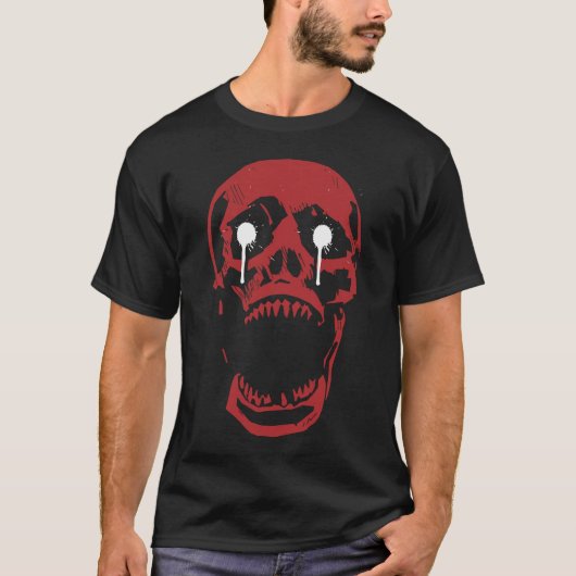Druipende Rode Schedel: Gotische Rand T-shirt (Voorkant)