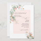 Druipende Roze Roos Eucalyptus Bruiloft  Kaart (Voorkant)