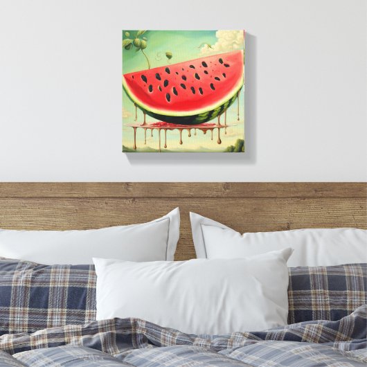 druipende watermeloen canvas afdruk (Insitu (Slaapkamer))