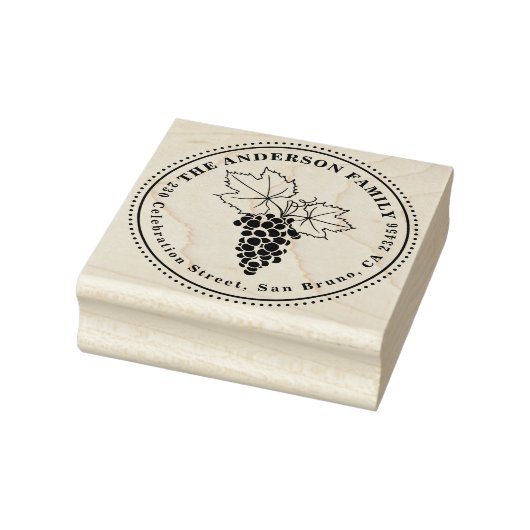 Druiven | Aangepaste familienaam & Rond Terugkeera Rubberstempel (Stempel)