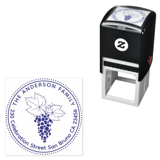 Druiven | Aangepaste familienaam & Rond Terugkeera Zelfinktende Stempel (In situ)