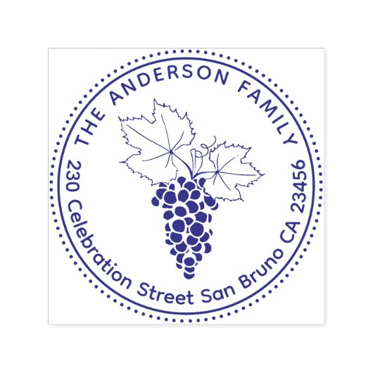 Druiven | Aangepaste familienaam & Rond Terugkeera Zelfinktende Stempel (Design)