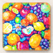 Druiven, appels en citrusvruchten zijn schilderend bier onderzetter (Voorkant)