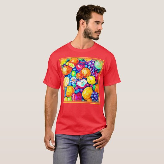 Druiven, appels en citrusvruchten zijn schilderend t-shirt (Voorkant volledig)