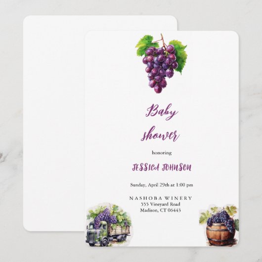 DRUIVEN BABYSHOWER UITNODIGING (Voorkant / Achterkant)