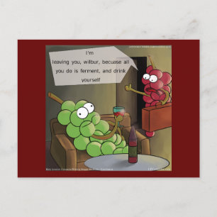 Druiven Breuk Grappig Eten, Wijn & Huwelijk Strip Briefkaart