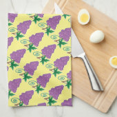 Druiven Bunch op gele matching Theedoek (Quarter Fold)