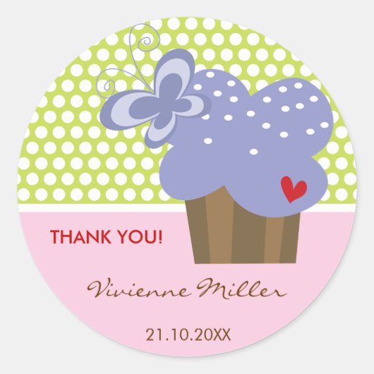 Druiven Cupcake Dank u Verjaardagsfeestgeschenk La Ronde Sticker (Voorkant)