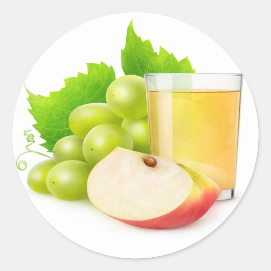 Druiven- en appelsap ronde sticker (Voorkant)