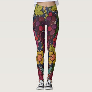 Druiven en bloemen leggings