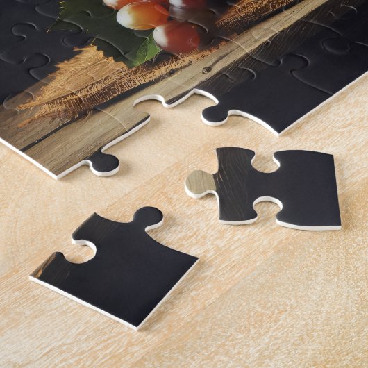 Druiven en een fles wijn Stilleven Legpuzzel (Zijkant)