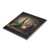 Druiven en een fles wijn Stilleven Tegeltje (Zijkant)