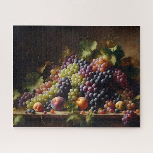 Druiven en Fruit Stilleven Schilderen Legpuzzel (Horizontaal)