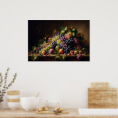 Druiven en Fruit Stilleven Schilderen Poster (Keuken)