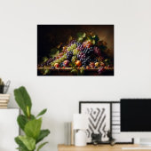 Druiven en Fruit Stilleven Schilderen Poster (Thuiskantoor)