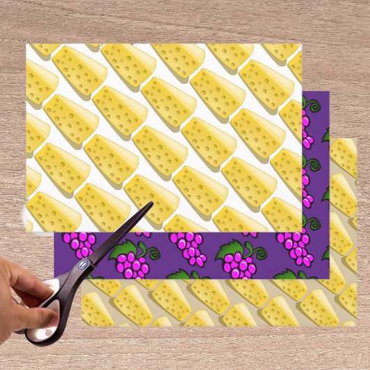 Druiven en kaas - gastronomisch patroon inpakpapier vel