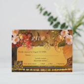 Druiven en Perzikrozen QR-code Wijnhuis RSVP Kaart (Staand voorkant)