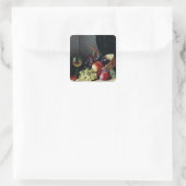 Druiven en pruimen vierkante sticker (Tas)