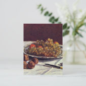 Druiven en walnoten op een tafelgerei briefkaart (Staand voorkant)