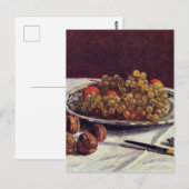 Druiven en walnoten op een tafelgerei briefkaart (Voorkant / Achterkant)