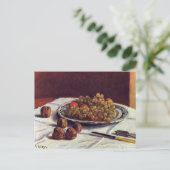 Druiven en walnoten op een tafelgerei briefkaart (Staand voorkant)