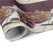 Druiven en walnoten op een tafelgerei cadeaupapier (Rol Hoek)