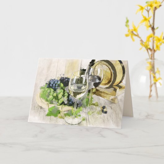 druiven en wenskaart van wijn kaart (Gele Bloem)