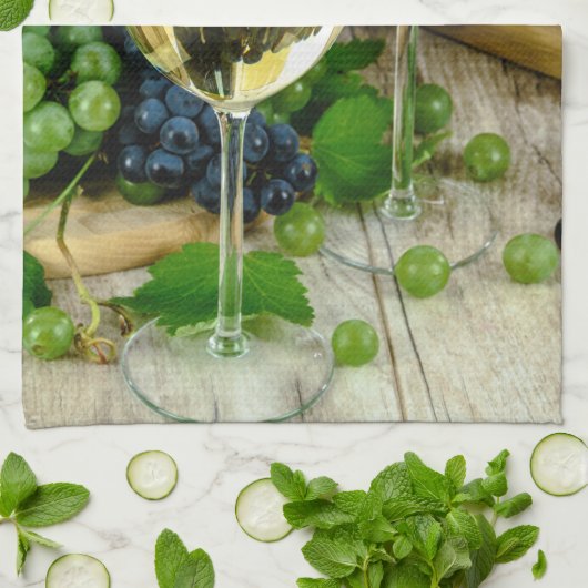 Druiven en wijn keukenhanddoek (Gevouwen)