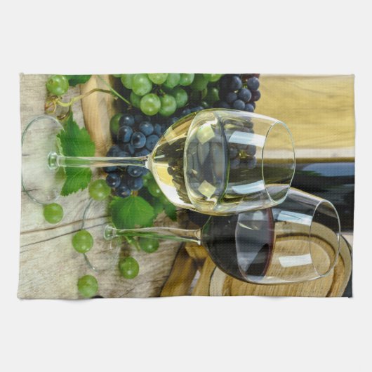 Druiven en wijn keukenhanddoek (Horizontaal)