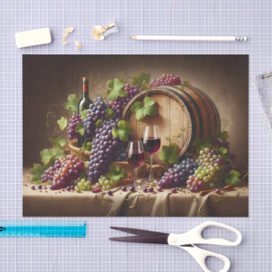 Druiven en Wijn Stilleven Decoupage Tissuepapier (Craft)